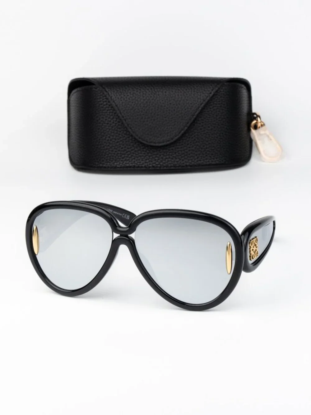 Loewe X PAULA'S IBIZA Men Sunglasses Black Silver Mirror Wave Pilot LW40132I 01C